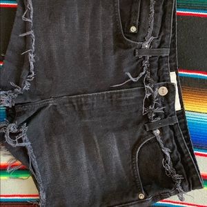 Reformation Black Cutoff Denim Shorts